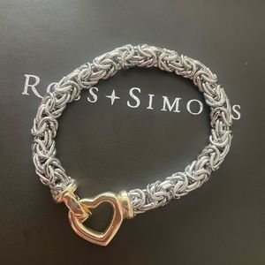 Ross Simons Sterling Silver Bracelet with Gold Heart - New